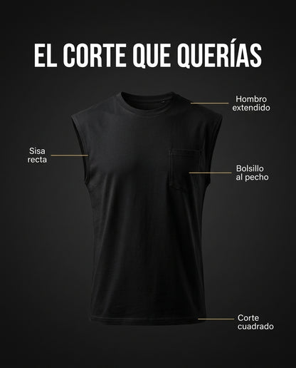 Camiseta Sin Mangas · Corte Cuadrado Con Bolsillo · detalles
