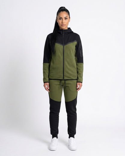 Conjunto De Felpa · modelo:06-modelo-mujer-verde-oliva-negro