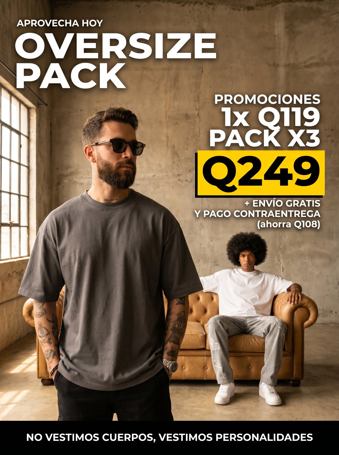 [VALORADA EN Q360 HOY A SOLO Q249] PACK OVERSIZE X3 "GRAMAJE 220" 40% DE DESCUENTO