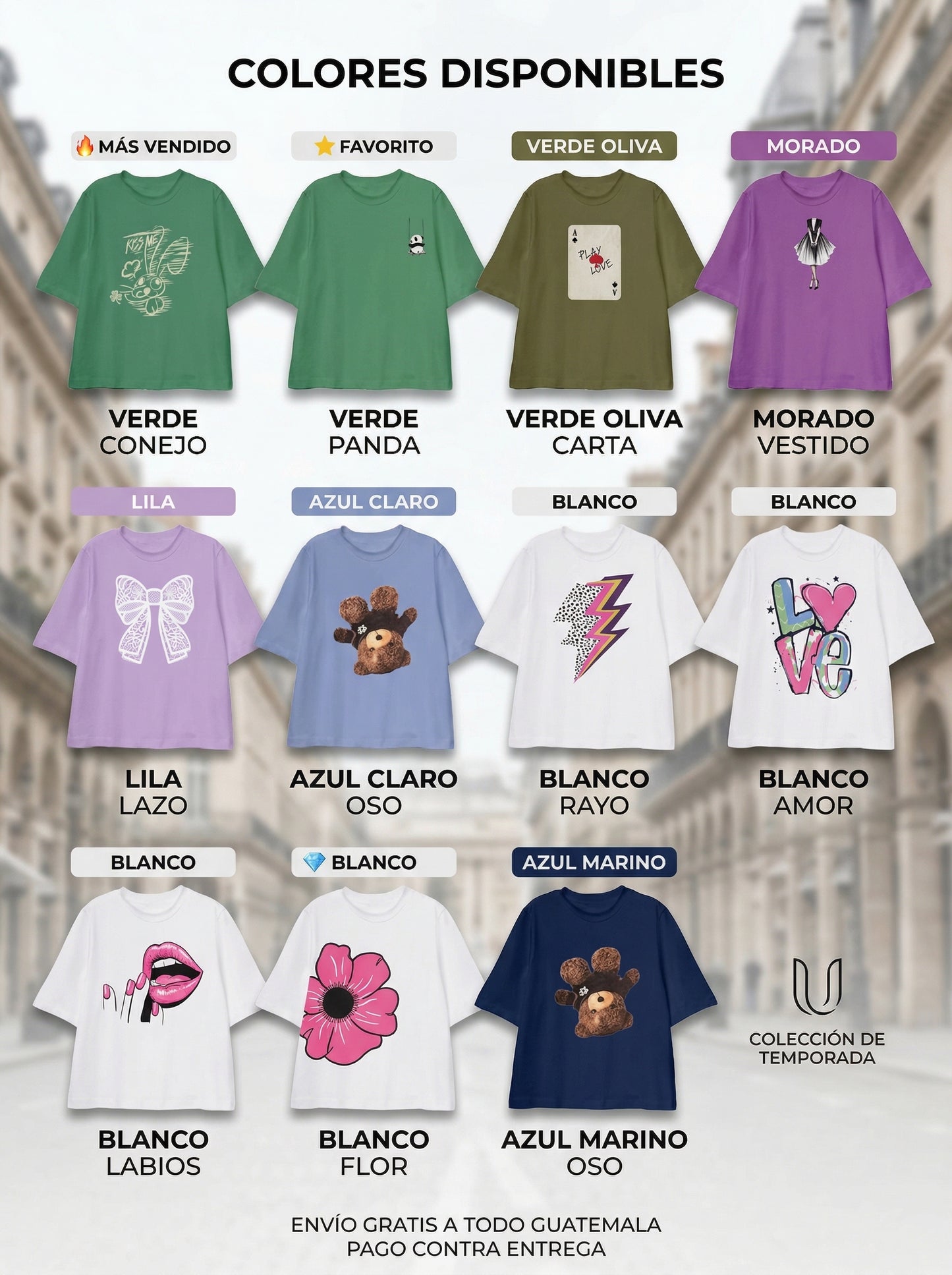 PACK BLUSAS ESTAMPADAS 100% ALGODÓN |  1 X Q99 ¡SOLO POR HOY! 5 X Q199