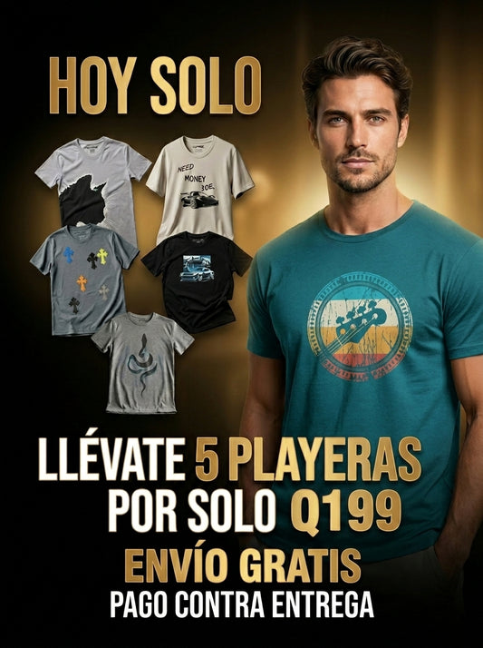 PLAYERAS ESTAMPADAS 100% ALGODÓN | 1X Q99 ¡SOLO POR HOY! 5X Q199