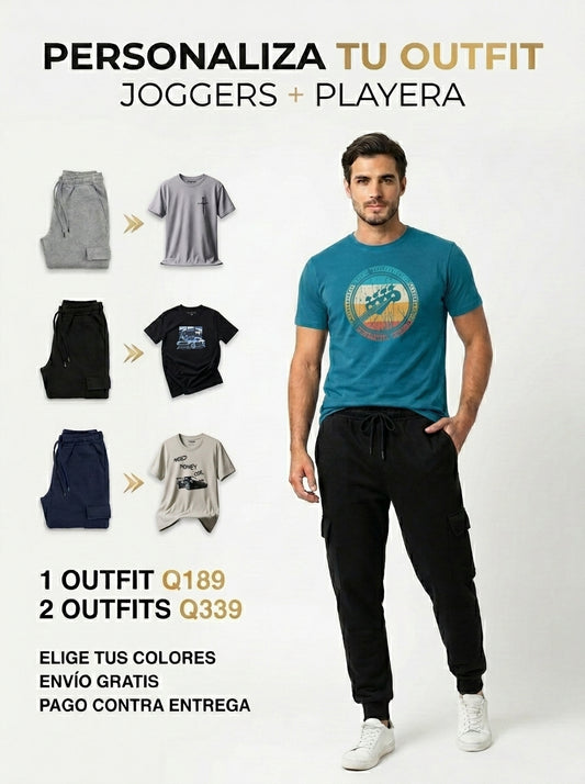CONJUNTO JOGGERS + PLAYERA ESTAMPADO 100% ALGODÓN