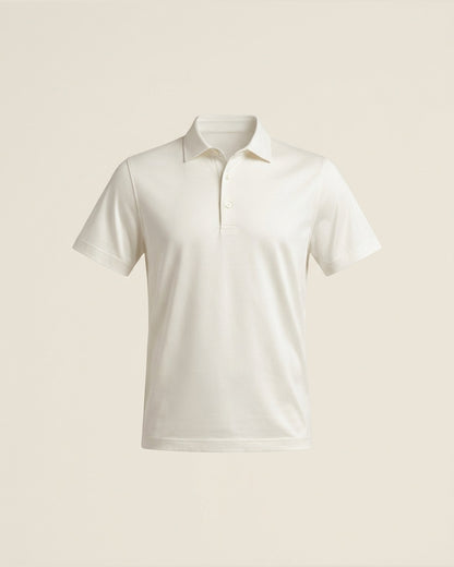 Polo mercerizado blanco, vista frontal